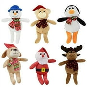 Bundle 6 Items 9 Plush Christmas Friends Reindeer, Santa, Snowmen,Bear, Monkeys, And Penguins