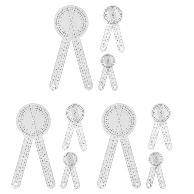 9-Piece Goniometer 6/8/12 Inch Occupational Therapy Protractor Tool Measuring Angle Ruler 360 Degree Universal,9 x Goniometer,Transparent