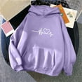 thumbnail image 2 of Oalirro Women's Heart Graphic Drawstring Hoodie Crew Neck 2024 New FashionValentine's Day PulloverPurple,L, 2 of 4