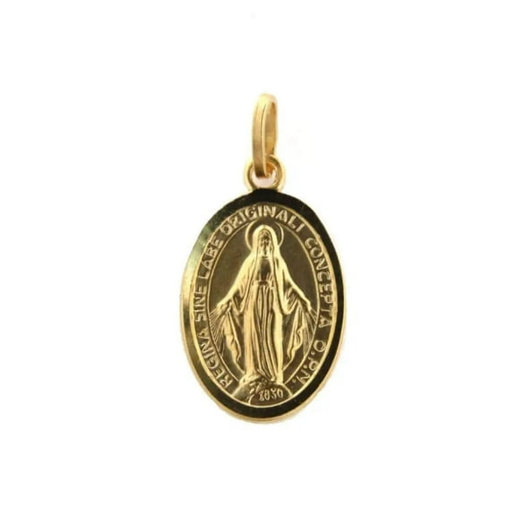 18K Solid Yellow Gold Miraculous Medal