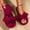 Red, variant on Women Bow House Slippers,Striped Corduroy Open Toe Slide Slippers,Soft Non Slip Flat Indoor Warm Slippers