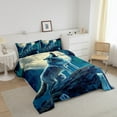 thumbnail image 2 of Erosebridal Galaxy Wolf Comforter Set Twin Adults,Moon Starry Sky Bedding Set Trippy Room Decor,Animal Bedding Comforter Sets Safari Hunting Wolf Quilt Bed Set 2Pcs, 2 of 5