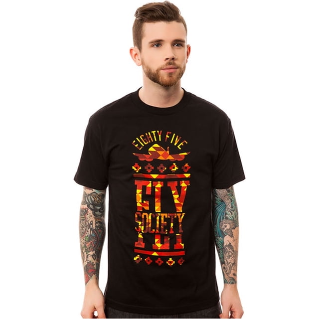Fly Society The Aztec Stack - Camiseta gráfica para hombre, color negro, pequeña