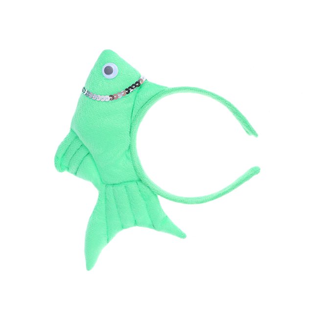 Diadema de pez dorado estereoscópica XCF para niños disfraz de fiesta de jardín de infantes Halloween verde
