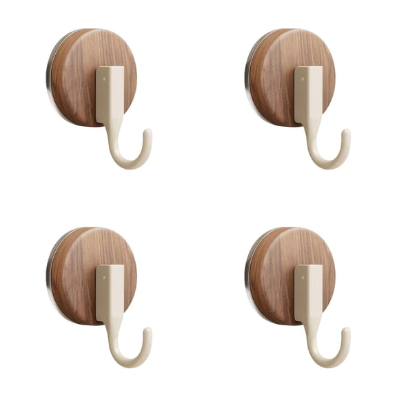 Wreath Hanger for Front Door,Heavy Duty Wooden Suction Cup Hooks No Drilling Suction Cup Wreath Hanger Hook for Bathroom,Kitchen,Loofah,Towel,Coat,Waterproof & Rustproof,Reusable (White 4 PCS)
