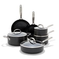 thumbnail image 1 of OXO Juego de ollas y sartenes mejorados de 10 piezas, cerámica antiadherente sin PFAS, utensilios de cocina anodizados duros duraderos, resistente a los arañazos, mango de acero inoxidable, buen agarr, 1 of 5