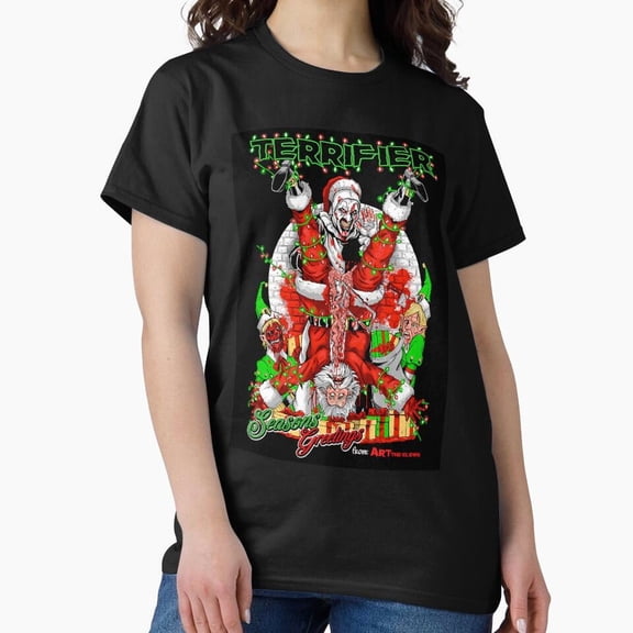 Terrifiers St. Nick Clown, Creepy Christmas Holiday Horror Themed Art G28083 Unisex T-Shirt, Up to Size 5XL