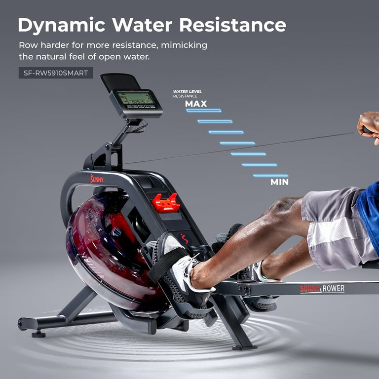 Sunny Health Fitness Phantom Hydro Water Rowing Machine with Dynamic Resistance Extra Long Slide Rail w Free SunnyFit App Membership SF RW5910SMAR T Walmart