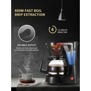 Gevi 4-Cup Compact Drip Coffee Maker with Reusable Filter & Warming Plate, Black