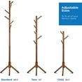 thumbnail image 3 of Wooden Tree Coat Rack Stand, 6 Hooks - 3 Adjustable Sizes Free Standing Coat Rack, Hallway / Entryway Coat Hanger Stand for Clothes, Suits, Accessories, 3 of 7