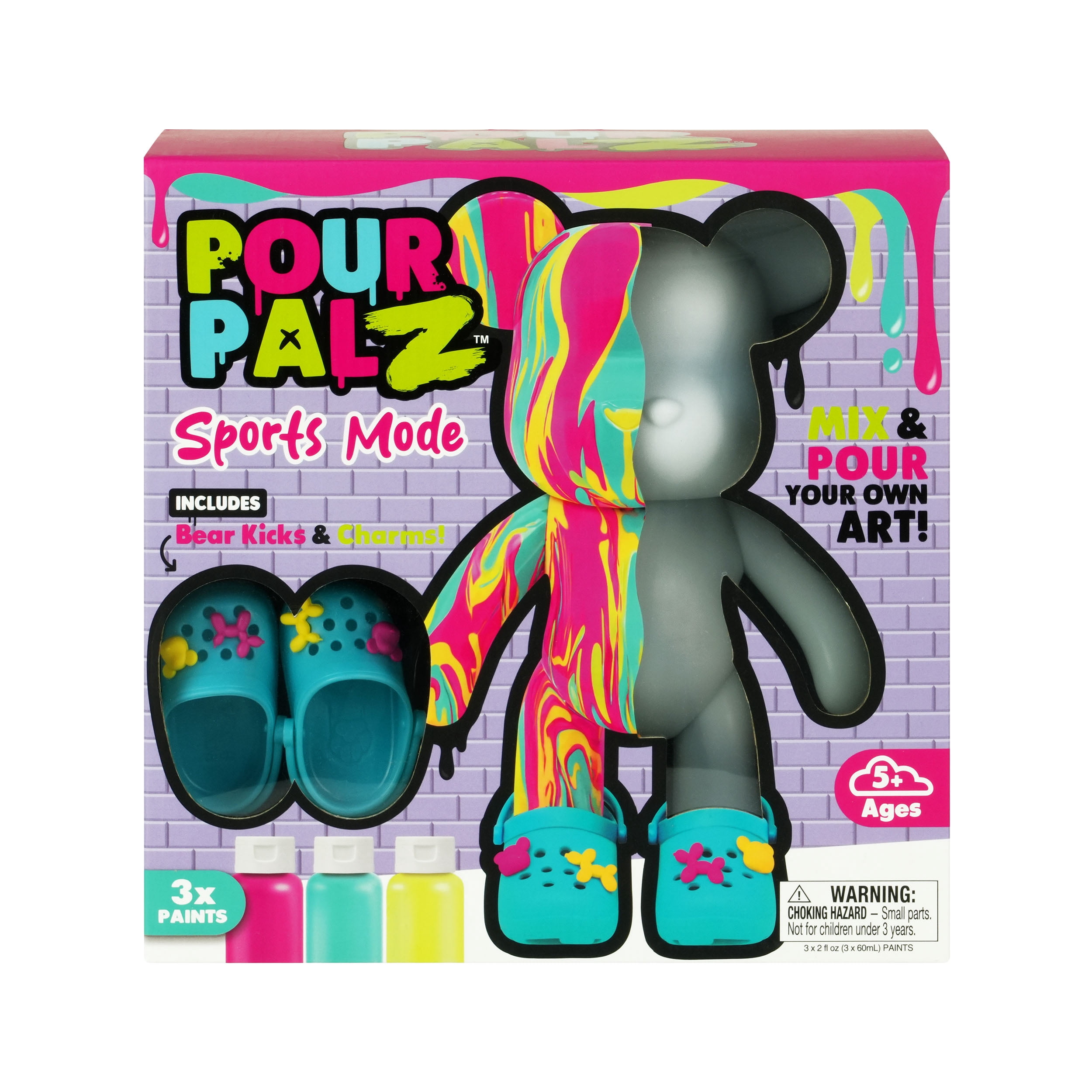 Pour Palz Bear Sport Mode Blue DIY Paint & Pour Craft Kit & Activity Toy for Kids, Ages 5+
