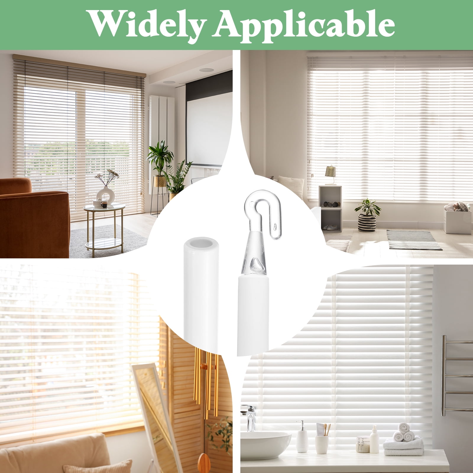 Uxcell 2 Pack 46" Blinds Wand Replacement, Combinable Blinds Tilt Wand with Hook, Vertical Blind Rod Stick for Window Curtain Opener Accessory, White
