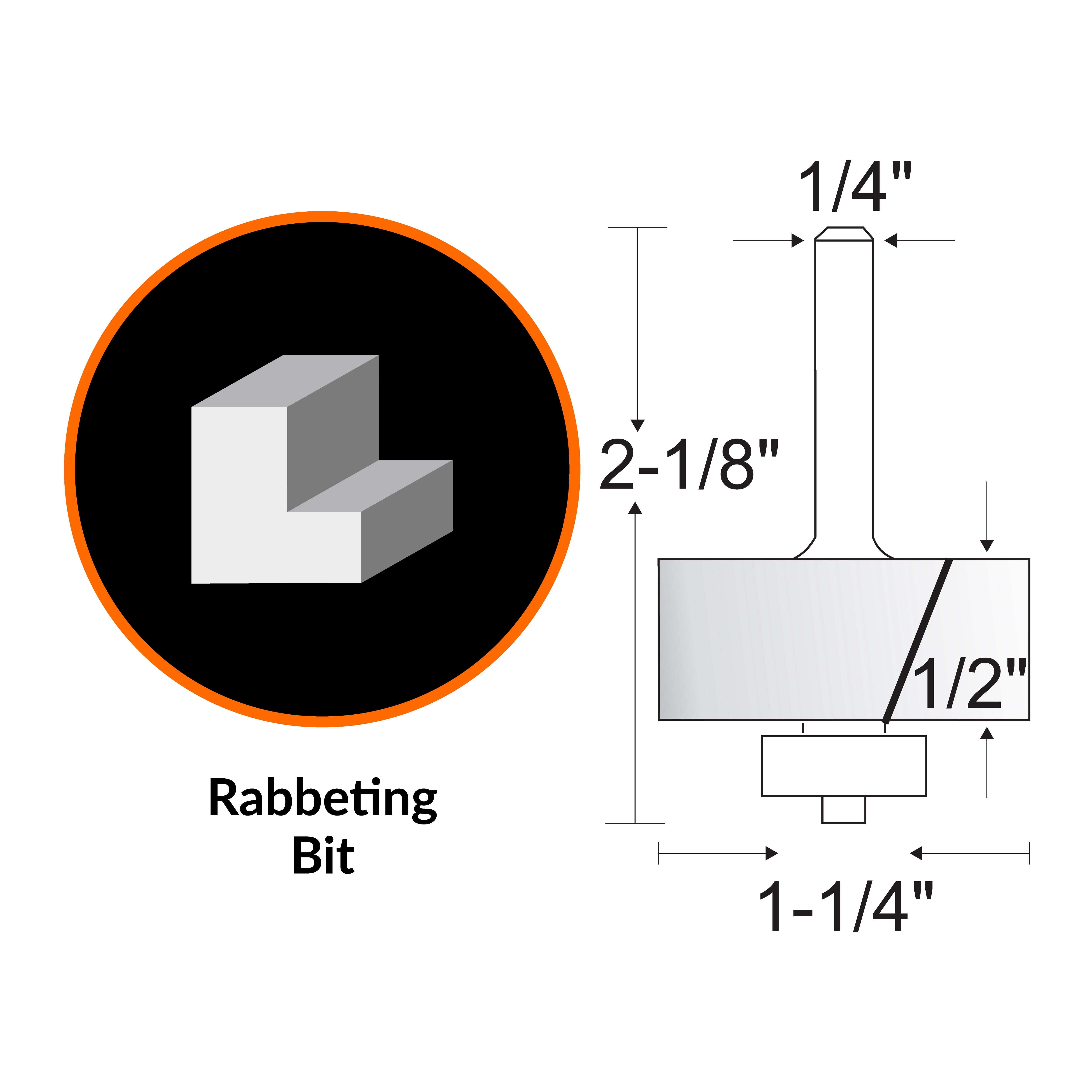 WEN 1-1/4 Rabbeting Carbide-Tipped Router Bit with 1/4 in. Shank