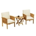 thumbnail image 3 of Christopher Knight Home 3-Piece Outdoor Patio Furniture Set with Foldable Side Table & Cushions, Brown Patina+Cream, 3 of 13