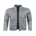 thumbnail image 2 of Men Zip Up Knit Jacket Casual Loose Stand Collar Long Sleeve Jacket, 2 of 6