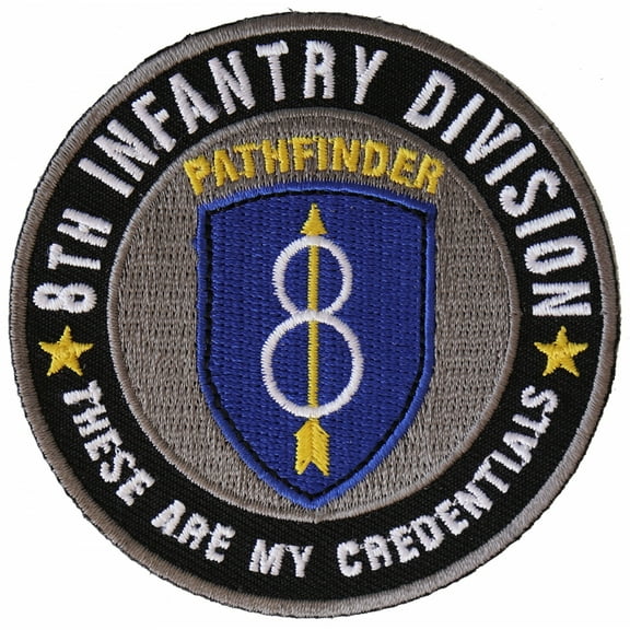 8th Infantry Division Pathfinder Patch - 3x3 inch. Embroidered Iron on Patch