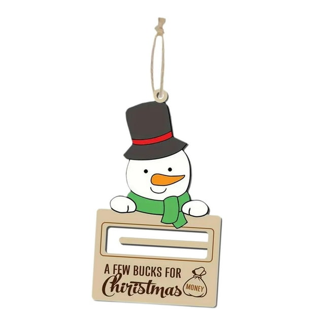 Porta dinero navideño,Portamonedas navideño con decoraciones colgantes,Colgante de árbol con clip para billetes de madera para Navidad,Clip de madera para billetes Muñeco de nieve navideño