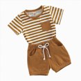 thumbnail image 4 of Boys Summer Outfits Toddler Boy Clothes Baby Summer Outfit Stripes Top T-shirt & Pocket Pant Set 2 Piece, 4 of 5