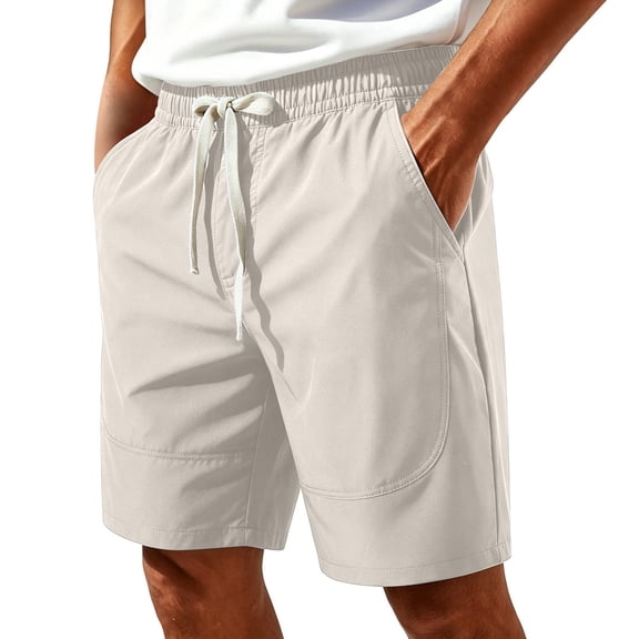 Jalioing Mens Quick Dry Sport Shorts Solid Color Lightweight Drawstring Elastic Waist Athletic Shorts Casual Workout Shorts