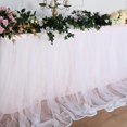 thumbnail image 4 of Efavormart 17Ft Rose Gold/Blush Extra Long 48" Two Layered Tulle & Satin Table Skirt For Wedding Party Decoration, 4 of 11