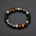 thumbnail image 2 of GKNET Women Men Magnetic Healing Tiger Eye Arthritis Hematite Bracelet Beaded Bangle, 2 of 9