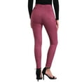 thumbnail image 3 of FAB CURVES Women's Faux Suede Leggings High Waisted Stretch Slim Pants S Dark Red, 3 of 6
