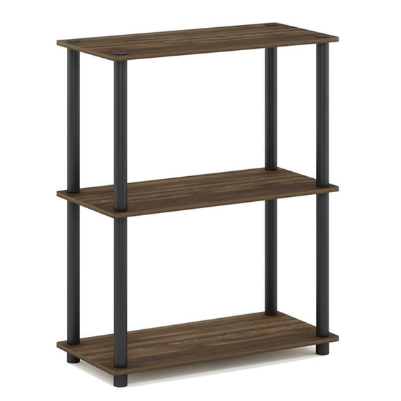 Furinno 23.6"W x 11.6"D x 29.5"H 3-Shelf Freestanding Shelving Unit, Columbia Walnut and Black