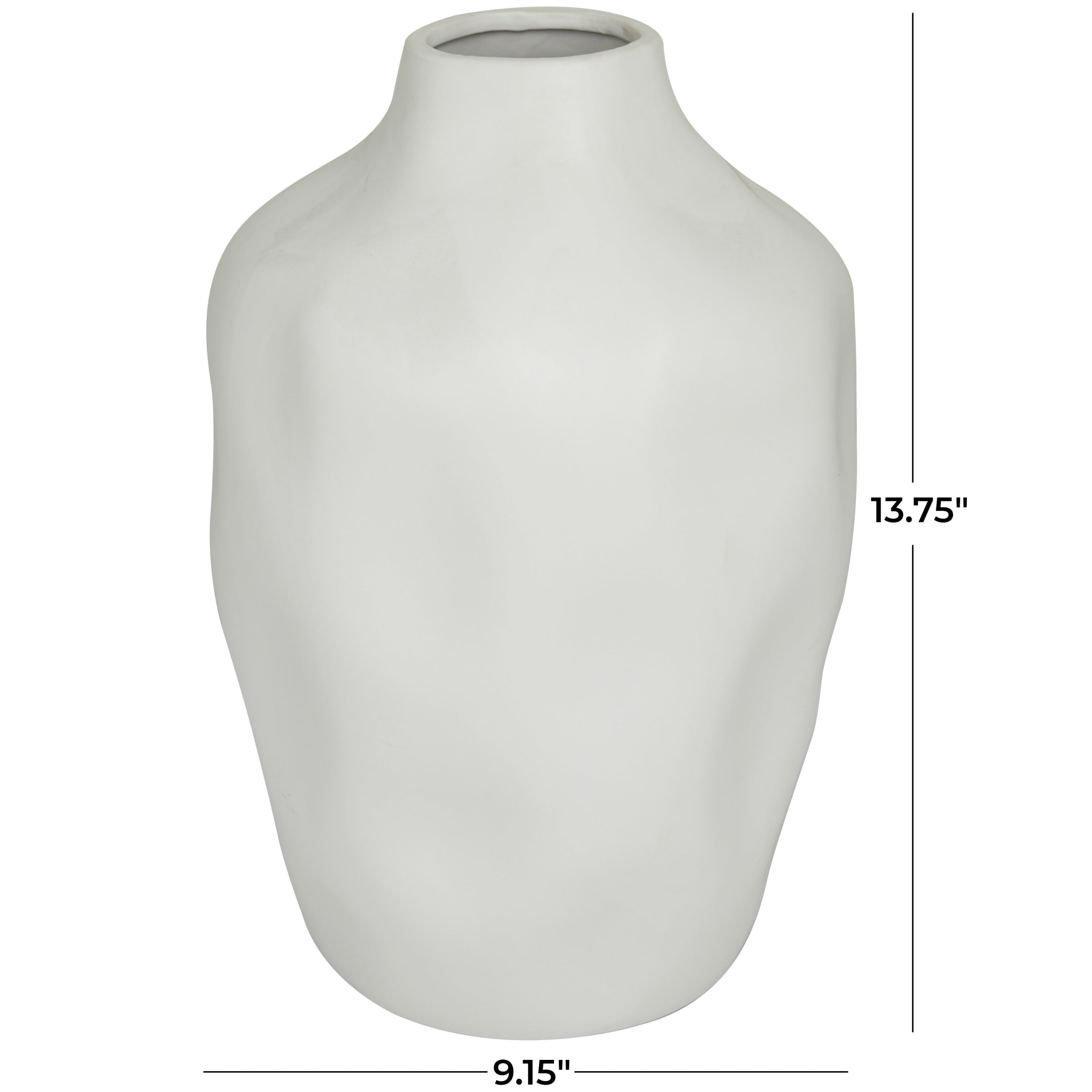 CosmoLiving by Cosmopolitan 9"W, 14"H Ceramic Modern Vase, White, 1-Piece