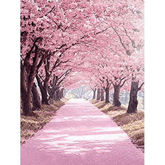 Pink Cherry Blossom Pathway Canvas Print/Wall Art, Perfect for Living Room, Bedroom, Dining Room, Office, and Hallway Decoration.