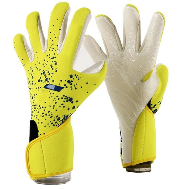 Guantes de Portero Futbol Profesional Antideslizantes – Látex de Alta Sujeción, Color Amarillo/Blanco, Talla Mediana