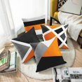 thumbnail image 5 of Set of 4 Throw Pillow Covers Modern Abstract Stripe Simple Geometric Acrylic Bold Decorative Pillow Cases Home Decor Square 16x16 Inches Pillowcases(Black Grey Orange), 5 of 5