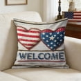 thumbnail image 5 of romoty 4th of July Patriotic Pillow Covers 18"x18", Individual Independence Day Kittens and Gnomes Throw Pillow Case, Square Decorative Cushion Cover for Home Sofa Couch Farmhouse Decor, 5 of 6