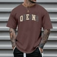 thumbnail image 2 of Xijirk Mens Shirts,Casual Short Sleeve Crew Neck T Shirt with Theme Based Letter Print for Daily Wear Street Style Comfortable Soft Fit All Season Top,Shirts for Men,Coffee,3XL, 2 of 5