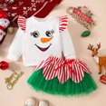 thumbnail image 2 of Bainana Girls Christmas Outfit Set Long Sleeve Cartoon Striped Print Sweatshirt Skirt 2 Pieces Clothes Set Toddler Kids Trendy Daily Wear, 2 of 9