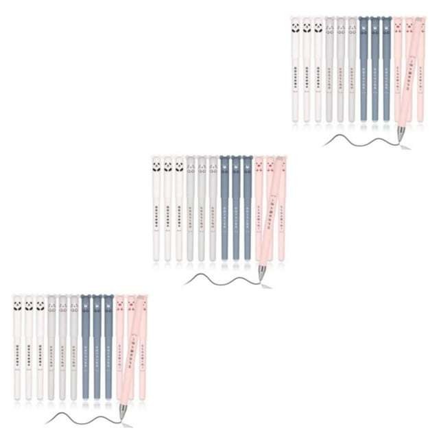 Ruiboury 12x Stylos Effaçables à Encre Fiable pour une Écriture et une Réécriture Fluides Dessin Animé Mignon Effaçable et Réécrire Noir 3Ensemble