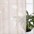 thumbnail image 6 of 2 Pcs Floral Leaf Embroidered Tier Curtain, Rod Pocket Linen Textured Short Curtain, 6 of 6