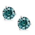 thumbnail image 2 of Gem Stone King 18K White Gold Stud Earrings for Women Men Blue Round Moissanite 1.00cttw, 2 of 5