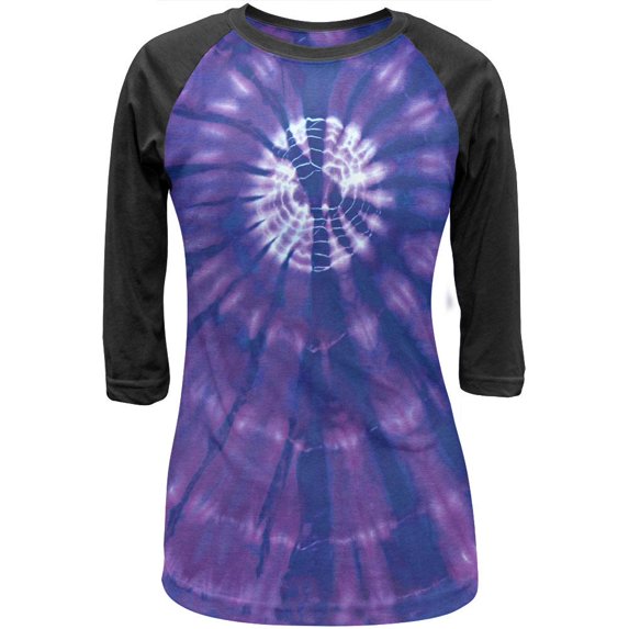 Purple Burst - Tie Dye Juniors Raglan - Large