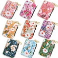 thumbnail image 4 of Printed Folded Vertical Bag Zipper Coin Purse Keychain Wallet Floral Leather ID Card Bag For Women, 4 of 4
