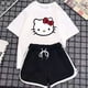 thumbnail image 1 of Traje deportivo Simple de dibujos animados de Hello Kitty para niña, camiseta de manga corta informal suelta, pantalones cortos de tres puntos a la moda para estudiante de verano, 1 of 3
