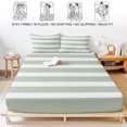 thumbnail image 5 of Queen Size Fitted Sheet Set - Sage Green Stripe 3 Piece Bedding Sets 16" Deep Pocket Fitted Sheet with 2 Pillowcases, Modern Simple Geometric White Striped Brushed Microfiber Hotel Luxury Bed Sheets, 5 of 9