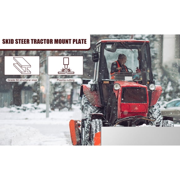 Heavy-Duty Global Skid Steer Mount Plate for Tractors – 1/2" Thick Quick Attach Loader Plate, 9000 lbs Capacity, Rust-Resistant Steel – Compatible with Compact Loader, Kubota