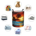 thumbnail image 6 of PHELIKA Ocean Sunrise Tropical Palm Tree Island Hawaiian Sunset Sea Waves Summer 01 Laundry Basket 65L Large Foldable Round For Dirty Clothes Toy Storage, 6 of 6