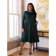 thumbnail image 5 of Plus Size Long Sleeve Pleated Fit N Flare Midi Dress, 5 of 10