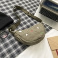 thumbnail image 1 of Bolso Hobo Sling para mujer bolso cruzado de nailon con bordado de dibujos animados bolso de media luna para mujer, 1 of 9
