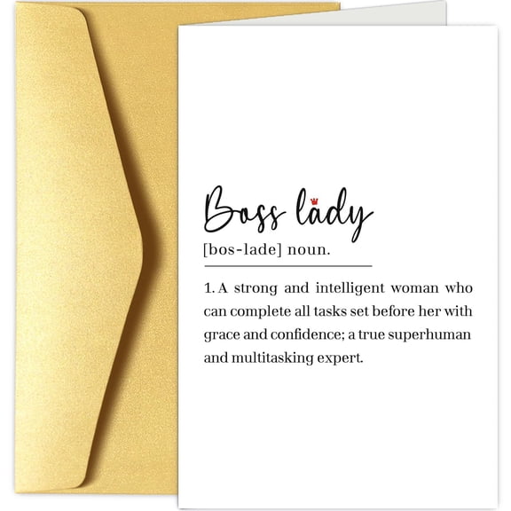 Boss Lady Card – Inspirational Greeting for Empowering Women – Definition of a Boss Lady – Perfect Gift for Her, Encouragement, or Motivation