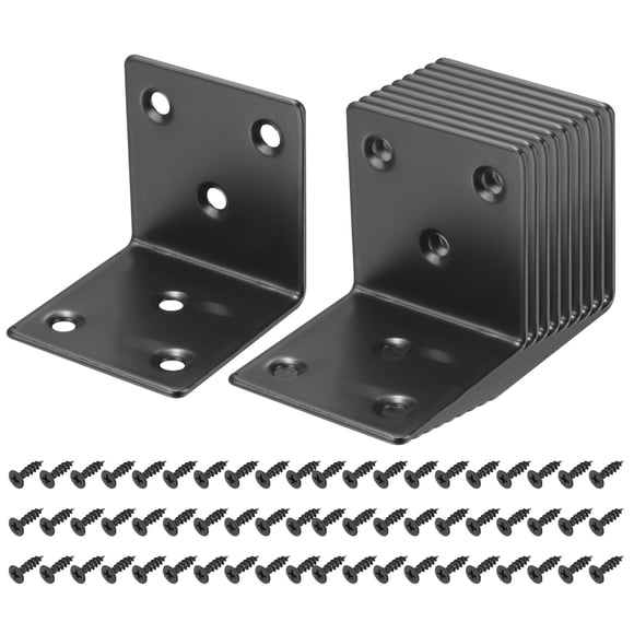 12 Pack l Corner Bracket Metal Angle Brackets, Black, 2.01"x1.97"x2.01"
