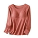 thumbnail image 2 of Pijama de manga larga para mujer, ropa gruesa y pantalones de invierno, con almohadilla de pecho desmontable, cuello redondo, para el hogar, blusa modal de manga larga., 2 of 3