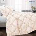 thumbnail image 2 of HNB Store 3pc Duvet Cover Set | Microfiber Made | Super King Size Duvet Cover with 2 Pillowcases | Peach | Diamond Ruffle, 2 of 7