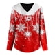 thumbnail image 4 of Camiseta de manga larga con cuello en V suelta con estampado de copos de nieve de Navidad informal para mujer Top Fridja  FKASFK3369, 4 of 4